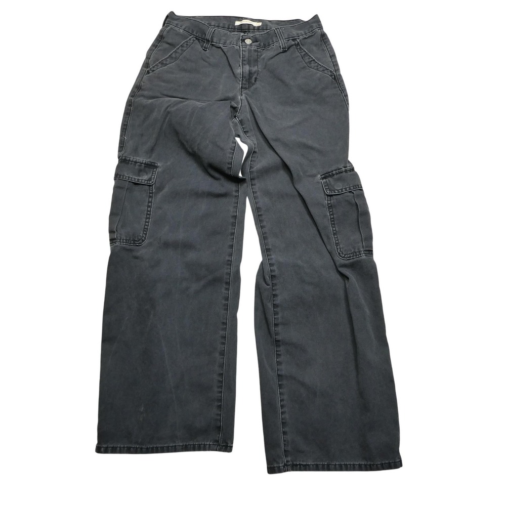 Levi's Superlow Cargo Pants Womens 28 Gray Straight Leg Low Rise Twill Utility